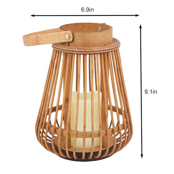 Brown LED Rattan Lantern, 7x9