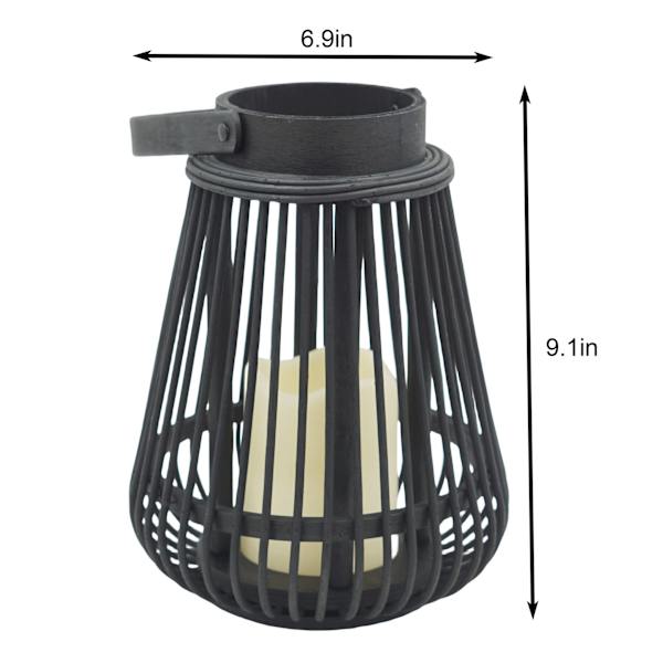 Black LED Rattan Lantern, 7x9