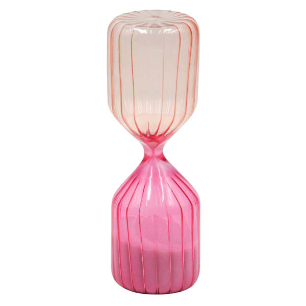 Oh Joy! Pink Vertical Striped 15-Minute Sand Hourglass, 2x6