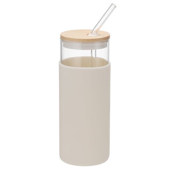 White Silicone Sleeve Tumbler with Straw, 20oz