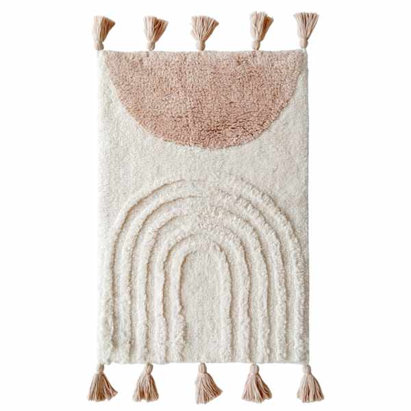 Sage Serenity Beige Arches High-Low Bath Rug, 17x24