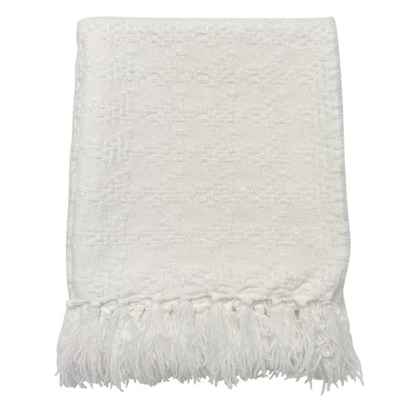 Crosby St. White Jacquard Woven Throw Blanket, 50x60