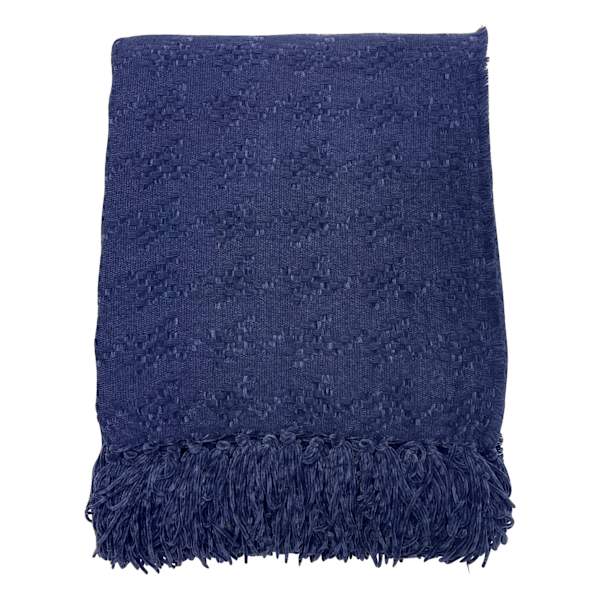 Crosby St. Navy Blue Jacquard Woven Throw Blanket, 50x60