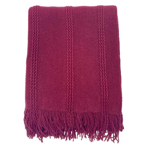 Providence Red Striped Knit Throw Blanket, 50x60