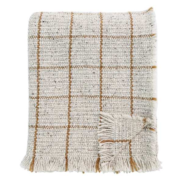 Honeybloom Windowpane Wool Blend Woven Throw Blanket, 50x60