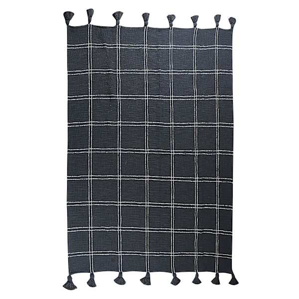 Honeybloom Windowpane Yarn Dyed Woven Throw Blanket with Tassels, 50x60