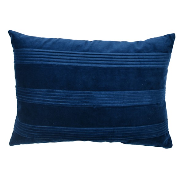 Providence Navy Blue Pleated Velvet Throw Pillow, 14x20