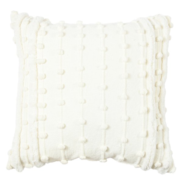 White Woven Tufted Throw Pillow, 18"