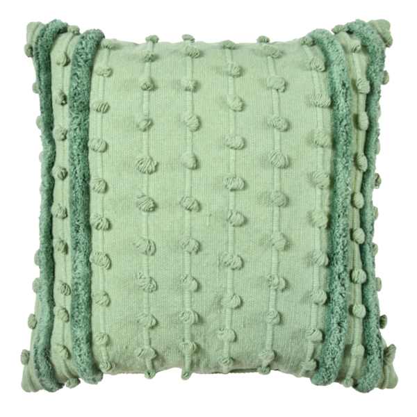 Green Woven Tufted Throw Pillow, 18"