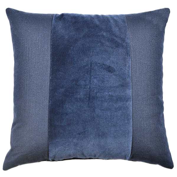 Crosby St. Navy Blue Cotton Slub & Velvet Throw Pillow, 18"