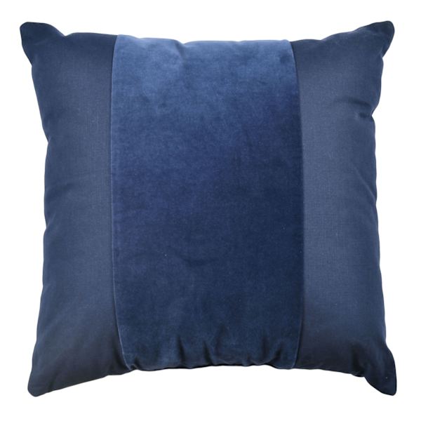 Crosby St. Navy Cotton Slub & Velvet Throw Pillow, 24"