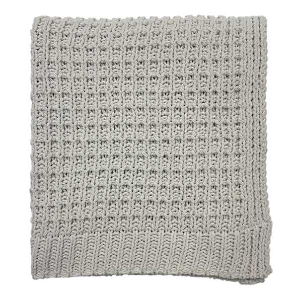 Light Grey Chenille Knit Throw Blanket, 50x60