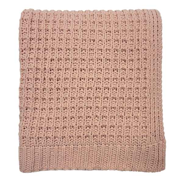 Pink Chenille Knit Throw Blanket, 50x60