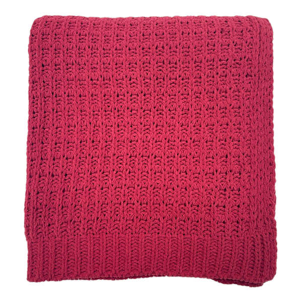 Red Chenille Knit Throw Blanket, 50x60
