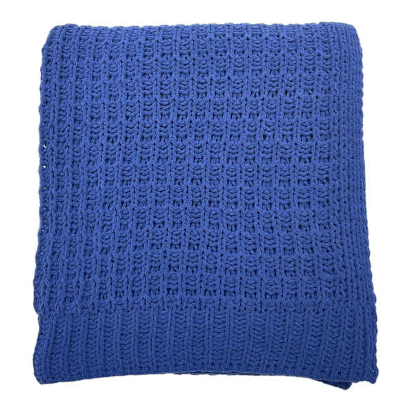 Navy Blue Chenille Knit Throw Blanket, 50x60