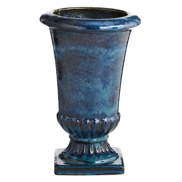 Ty Pennington Blue Reactive Glaze Ceramic Outdoor Urn, Large