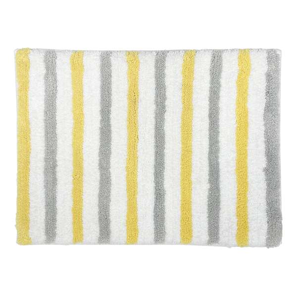 Tiny Dreamers Yellow & Grey Striped Bath Rug, 17x24