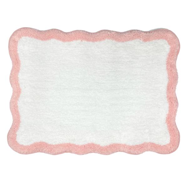 Tiny Dreamers Pink Scalloped Border Bath Rug, 17x24