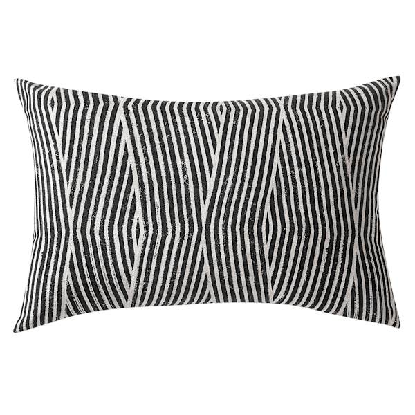 Crosby St. Black & White Striped Lumbar Outdoor Throw Pillow, 14x20
