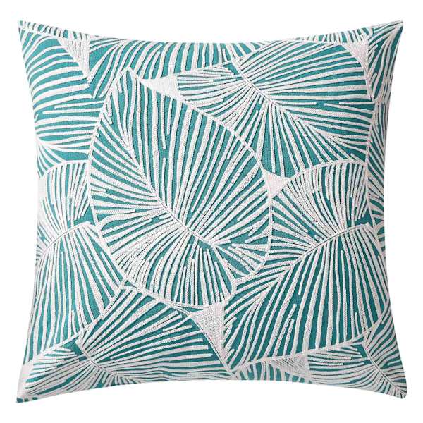 Found & Fable Turquoise Tropical Leaf Square Outdoor Throw Pillow, 20"