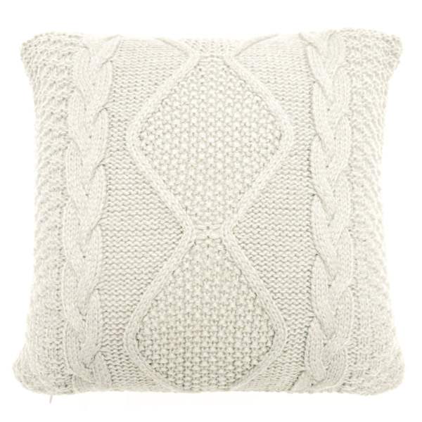 Honeybloom Cream Knitted Throw Pillow, 18"