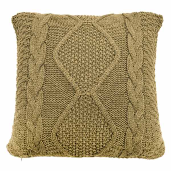 Honeybloom Brown Knitted Throw Pillow, 18"