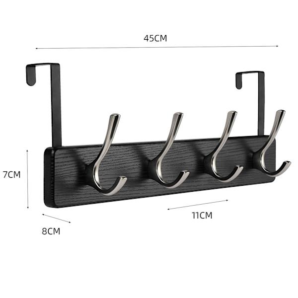 4-Hook Brushed Nickel Over the Door, Black