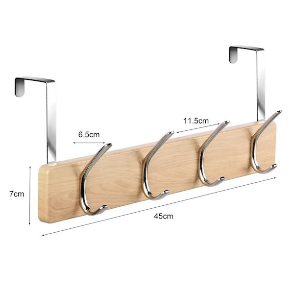 4-Hook Brushed Over the Door, Nickel Oak