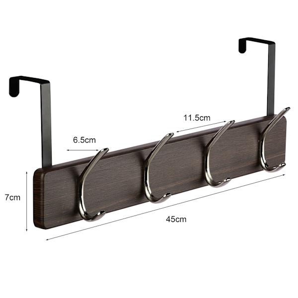 4-Hook Brushed Nickel Over the Door Hook, Smoky Oak