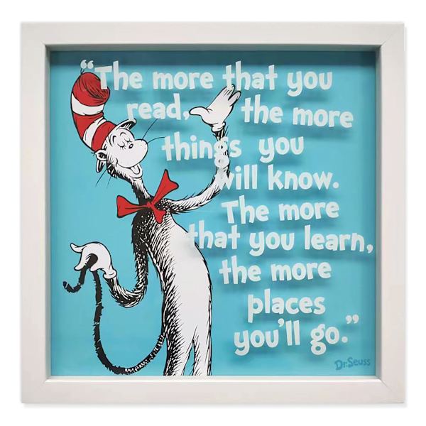 Dr. Seuss Glass Framed the More You Read Print Wall Decor, 12"