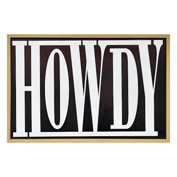 Glass Framed Typography Howdy Print Wall Art, 37x25