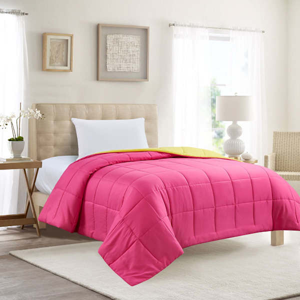 Oh Joy! Pink & Yellow Reversible Brushed Microfiber Comforter, Twin/Twin XL