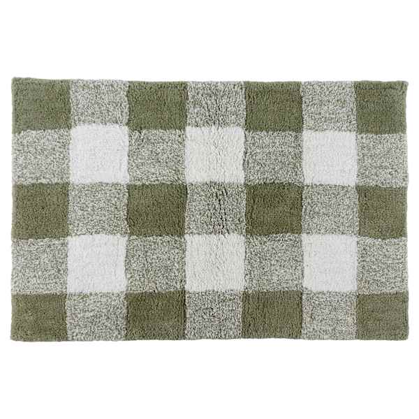 Sage Buffalo Check Tufted Cotton Bath Rug, 20x30