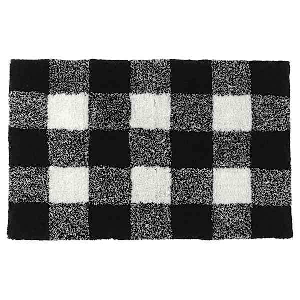 Black Buffalo Check Tufted Cotton Bath Rug, 20x30