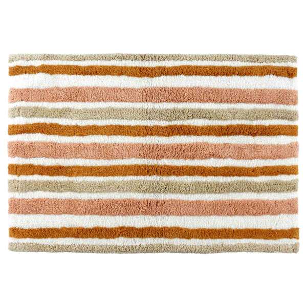 Coral Striped Tufted Cotton Bath Rug, 20x30