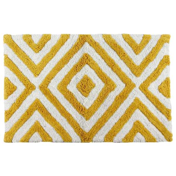 Yellow Diamond Tufted Bath Rug, 20x30