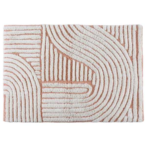 Pink Tufted Swirl Cotton Bath Rug, 20x30
