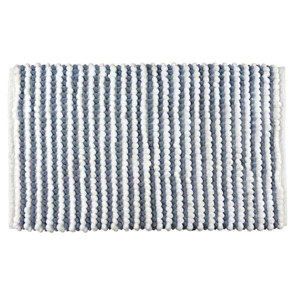Blue Chenille Loop Cotton Bath Rug, 20x30