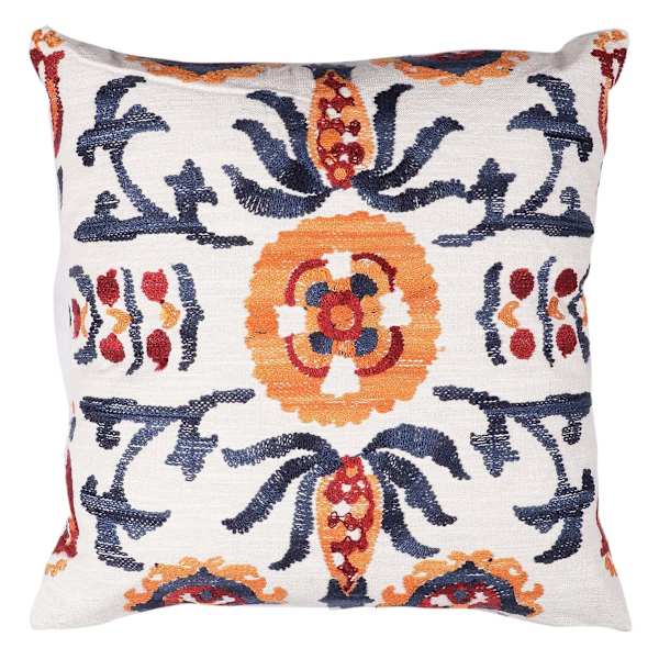 Vibrant Aztec Embroidered Throw Pillow, 20"