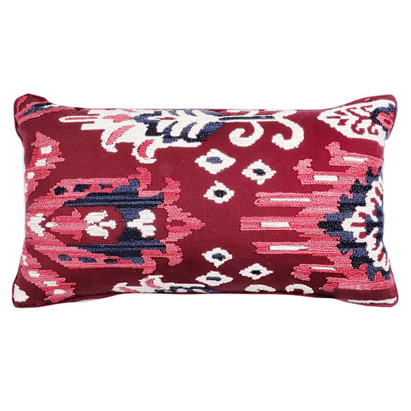Red Aztec Embroidered Throw Pillow, 14x26