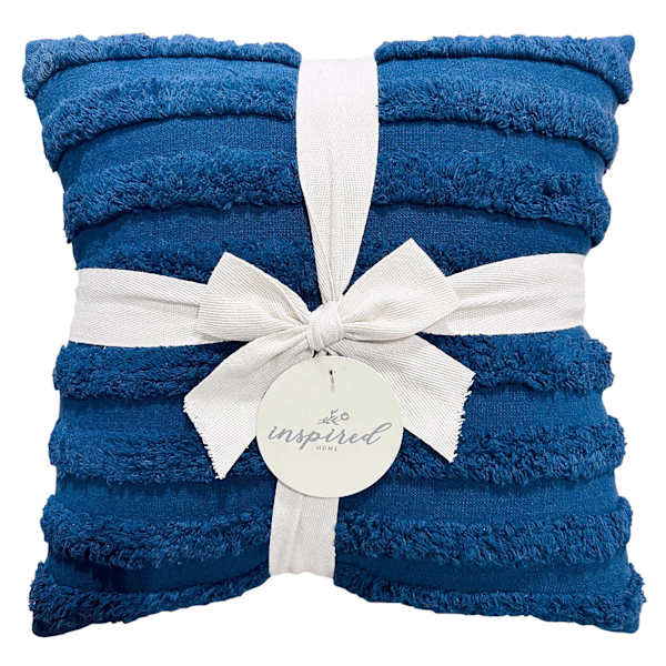 2-Pack Navy Blue Textured Stripe Throw Pillows, 18"