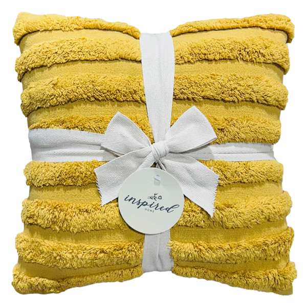 2-Pack Yellow Textured Stripe Throw Pillows, 18"