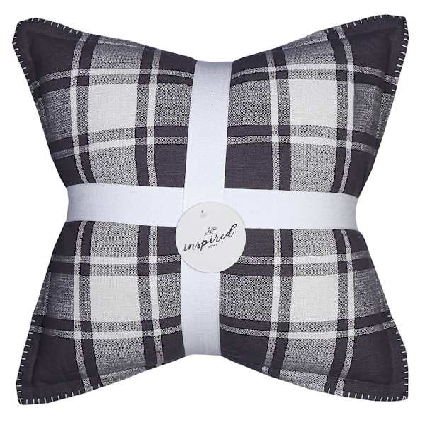 2-Pack Grey Reversible Plaid Pillows, 20"