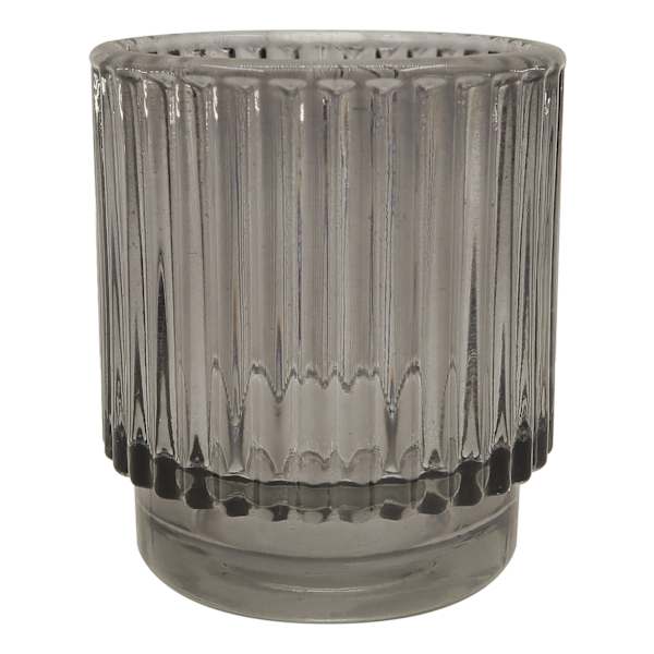 Dark Grey Glass Votive Candle Holder, 3"