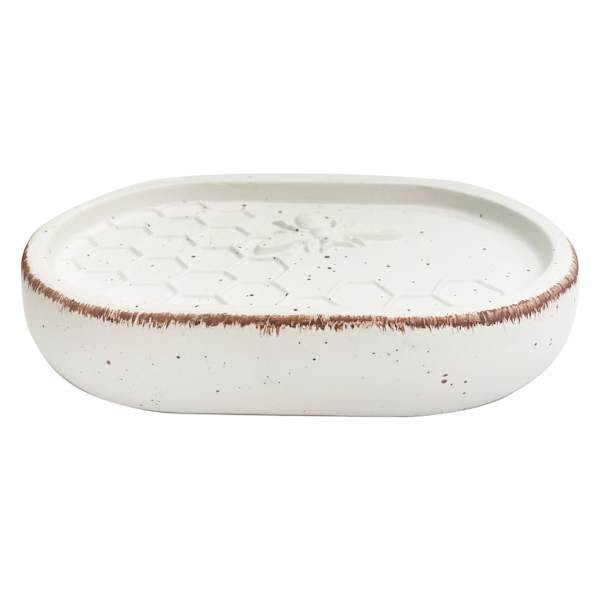 Honeybloom White Honeybee Ceramic Soap Dish, 5.5"