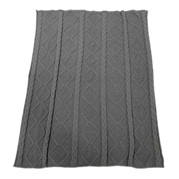 Honeybloom Dark Grey Cable Knit Throw Blanket, 50x60