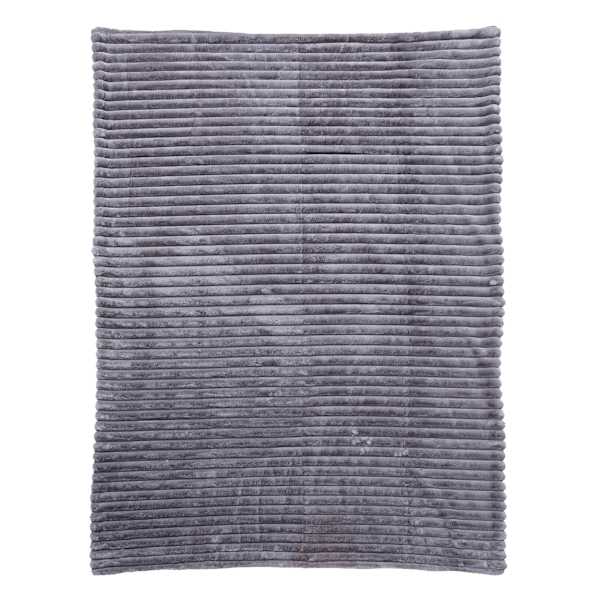 Honeybloom Dark Grey Channel Faux Fur Throw Blanket, 60x80