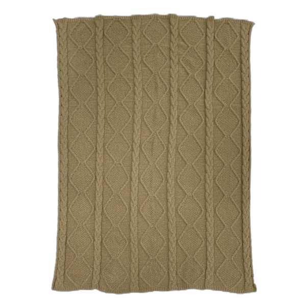 Honeybloom Brown Cable Knit Throw Blanket, 50x60