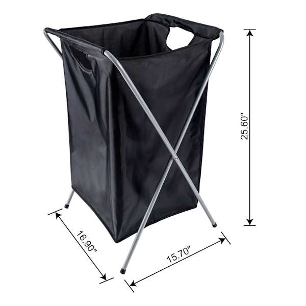 Foldable Nylon Laundry Hamper, Black