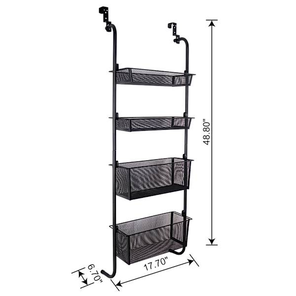 4-Tier Over The Door Storage Shelf, Black